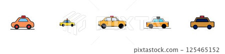 Colorful Taxi Cars on City Road 125465152