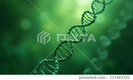 DNA Helix Structure on Green Gradient Background 125465581