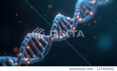 Abstract DNA Strand Glowing with Digital Light 125466002
