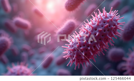 Microscopic Organism Render with Pink Hue, Cell Virus Microscopic Organism Render with Pink Hue, Cell Virus 125466044