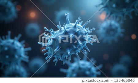 Artistic Depiction of Virus Cells in Close Up View 125466046