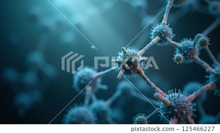Microscopic View of Interconnected Viral Entities Microscopic View of Interconnected Viral Entities 125466227
