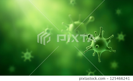 Abstract Rendering of Virus with Green Hues 125466241