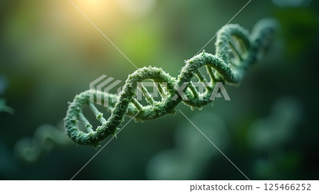 DNA Strand Close-Up With Green Mossy Texture 125466252