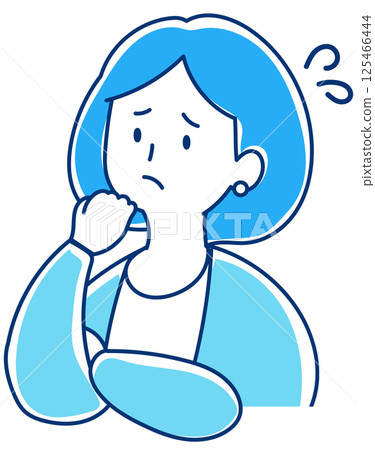 辦公室裡一位陷入困境/焦慮的女性的插圖 125466444