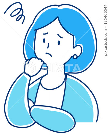 Illustration of a woman in an office who is in trouble/anxious Illustration of a woman in an office who is in trouble/anxious 125466544