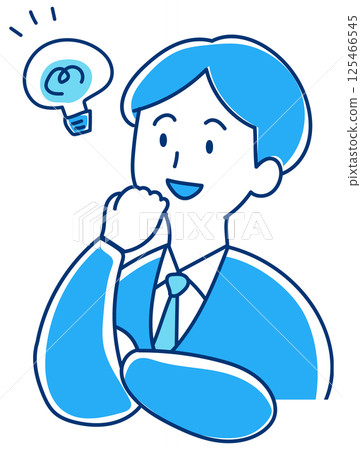 Illustration of a man in a suit who has had an idea Illustration of a man in a suit who has had an idea 125466545
