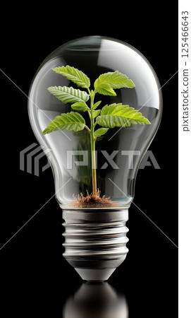 small plant grows inside light bulb symbolizing eco friendly innovation small plant grows inside light bulb symbolizing eco friendly innovation 125466643