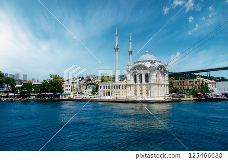 Ortakoy Mosque - famous and popular landmark in Istanbul, Turkey. 125466688