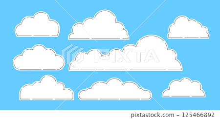 帶有虛線邊框的可愛雲彩插圖集 125466892