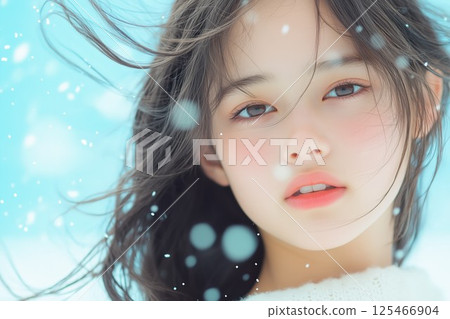 小雪中的女孩 125466904