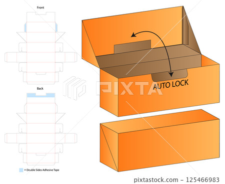 Auto Lock Packaging Box Blueprint Template Auto Lock Packaging Box Blueprint Template 125466983