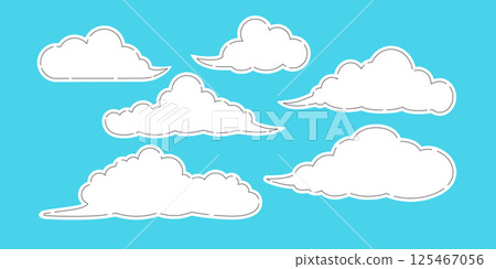 Cute cloud illustration set with broken dashed borders 125467056