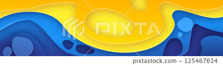 Paper cut sea beach topography relief 125467614