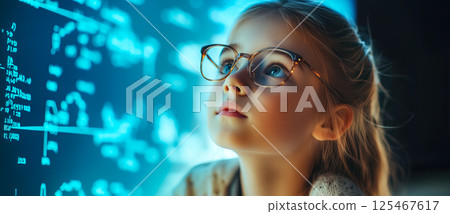 A smart girl deep in thought as she contemplates a challenging scientific problem. The concept of intelligence, curiosity, and critical thinking. Generative AI. A smart girl deep in thought as she contemplates a challenging scientific problem. The concept of intelligence, curiosity, and critical thinking. Generative AI. 125467617