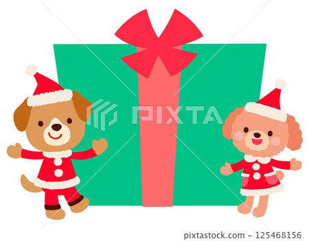 可愛的小狗聖誕老人聖誕留言卡 125468156