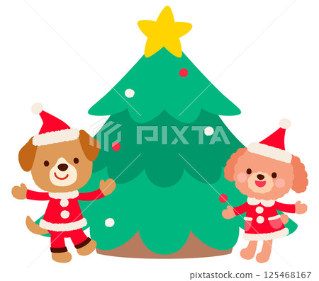 Cute dog Santa Claus Christmas message card 125468167