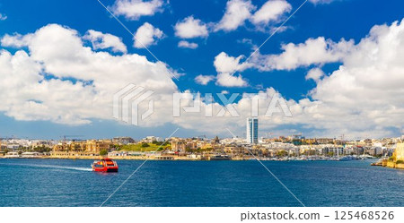 A panoramic view of Ta' Xbiex and Gzira, viewed from Valletta, Malta 125468526