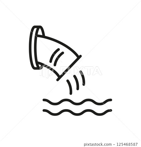 Water Pipe Discharge Line Icon. Wastewater Management And Environmental Impact Outline Symbol. Pollution Control And Water Treatment. Editable Stroke. Isolated Vector Illustration Water Pipe Discharge Line Icon. Wastewater Management And Environmental Impact Outline Symbol. Pollution Control And Water Treatment. Editable Stroke. Isolated Vector Illustration 125468587