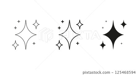 Star Sparkle Line And Solid Icon Set. Glitter And Shine Symbol Collection. Isolated Vector Illustration 125468594