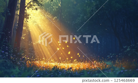 Light shining into the forest 125468669