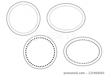 單色(白色)框架組:圓形和橢圓形 單色(白色)框架組:圓形和橢圓形 125468685