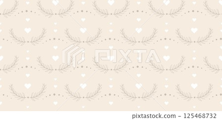 Simple neutral seamless pattern with leafy branches 125468732