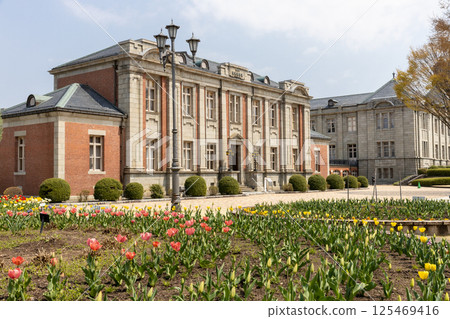 Former Yamagata Prefectural Assembly Building and flower beds Former Yamagata Prefectural Assembly Building and flower beds 125469416