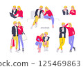 Set of vector images of mother and adult daughter relationship. Family, friendship, walks 125469863