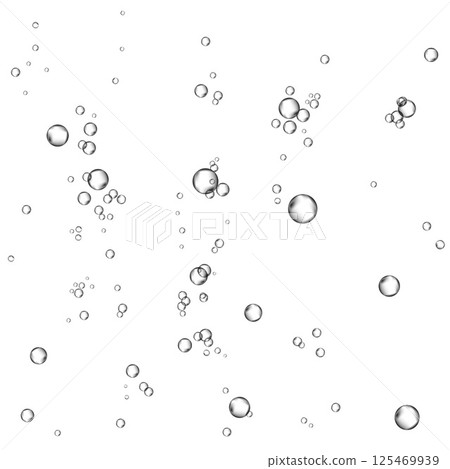 Oxygen air bubbles  flow  in water on white  background. 125469939
