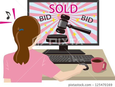 拍賣會上贏得粉紅獎的女人 125470169