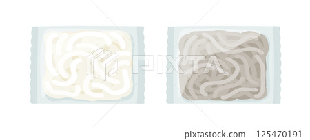 Frozen udon and frozen buckwheat noodles Frozen udon and frozen buckwheat noodles 125470191