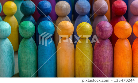 Colorful Wooden Figures Representing Diversity and Inclusion 125470244