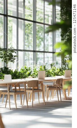 table and chair in restaurant 125471146