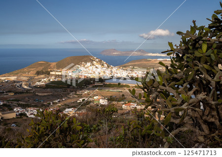 Panorama view from La Montana de Arucas, Spain 125471713