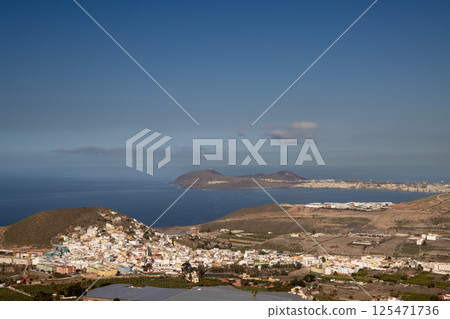 Panorama view from La Montana de Arucas, Spain 125471736