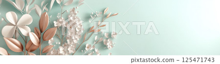 Minimalist Floral Banner with Rose Gold and White Tones 125471743