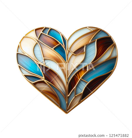 Colorful heart made in stained glass technique, white background, minimalism 125471882