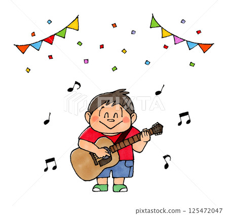 彈吉他的男孩(花環、五彩紙屑) 彈吉他的男孩(花環、五彩紙屑) 125472047