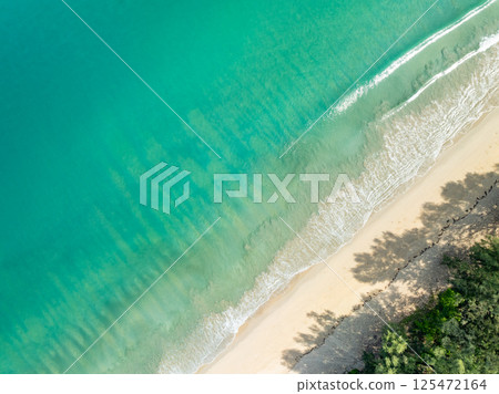 Aerial view beautiful sea surface nature background,Amazing waves texture ocean sea background 125472164