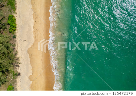 Aerial view beautiful sea surface nature background,Amazing waves texture ocean sea background 125472179