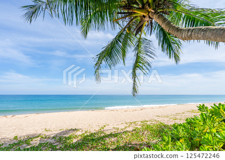 Beautiful beach sunny sky landscape view,Beautiful nature beach background Beautiful beach sunny sky landscape view,Beautiful nature beach background 125472246