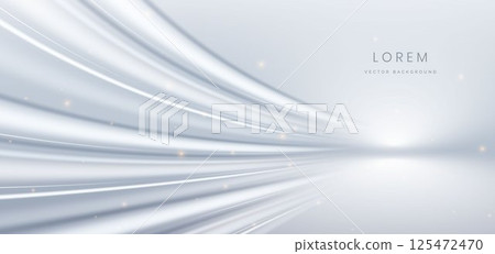 Modern white curved rays on grey background and lighting effect sparkle. 125472470