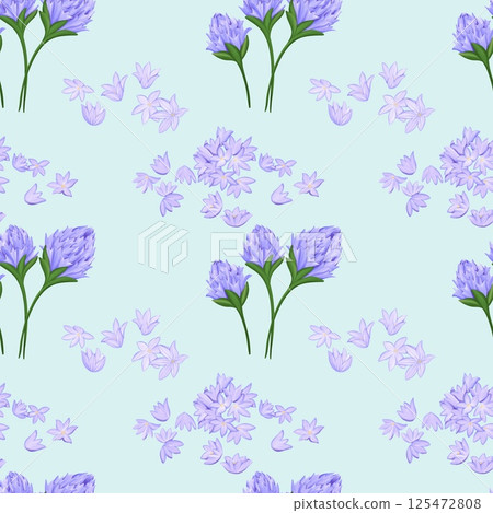 Vintage Chive blossoms Seamless Floral Pattern Light blue background Vintage Chive blossoms Seamless Floral Pattern Light blue background 125472808