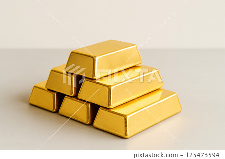 簡約的背景，閃亮的金條排列有序 125473594