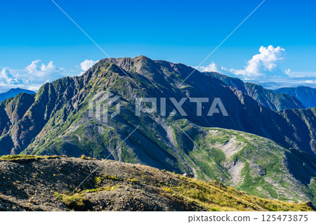 From Mt. Arakawa to Mt. Akaishi and Mt. Ko-Akaishi. Southern Alps. Climbing Mt. Akuzawa and Mt. Arakawa. 125473875