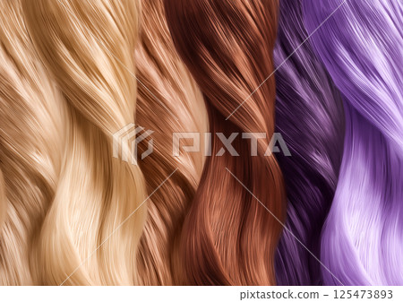 不同色調的絲滑頭髮的高清特寫 不同色調的絲滑頭髮的高清特寫 125473893