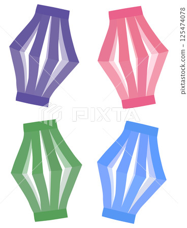 摺紙燈籠七夕裝飾插畫向量素材 125474078