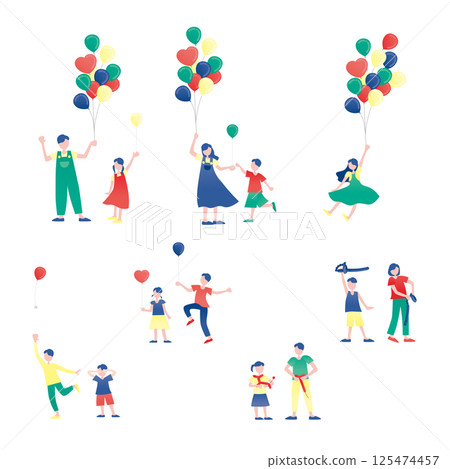 人們拿著氣球的插圖 125474457