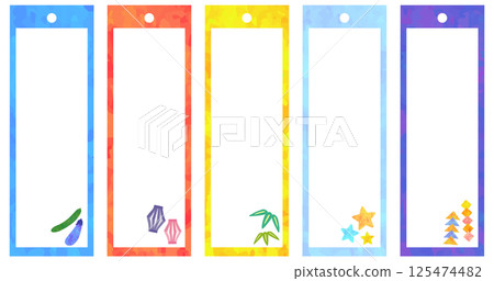 五色紙條插畫七夕素材向量 五色紙條插畫七夕素材向量 125474482